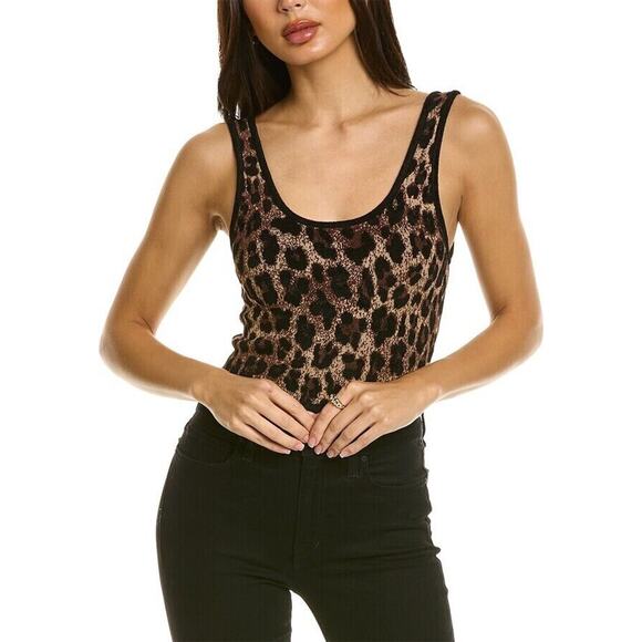 Alice + Olivia NWT Daryn Sleeveless Leopard Print Tank Size XL - Picture 1 of 6